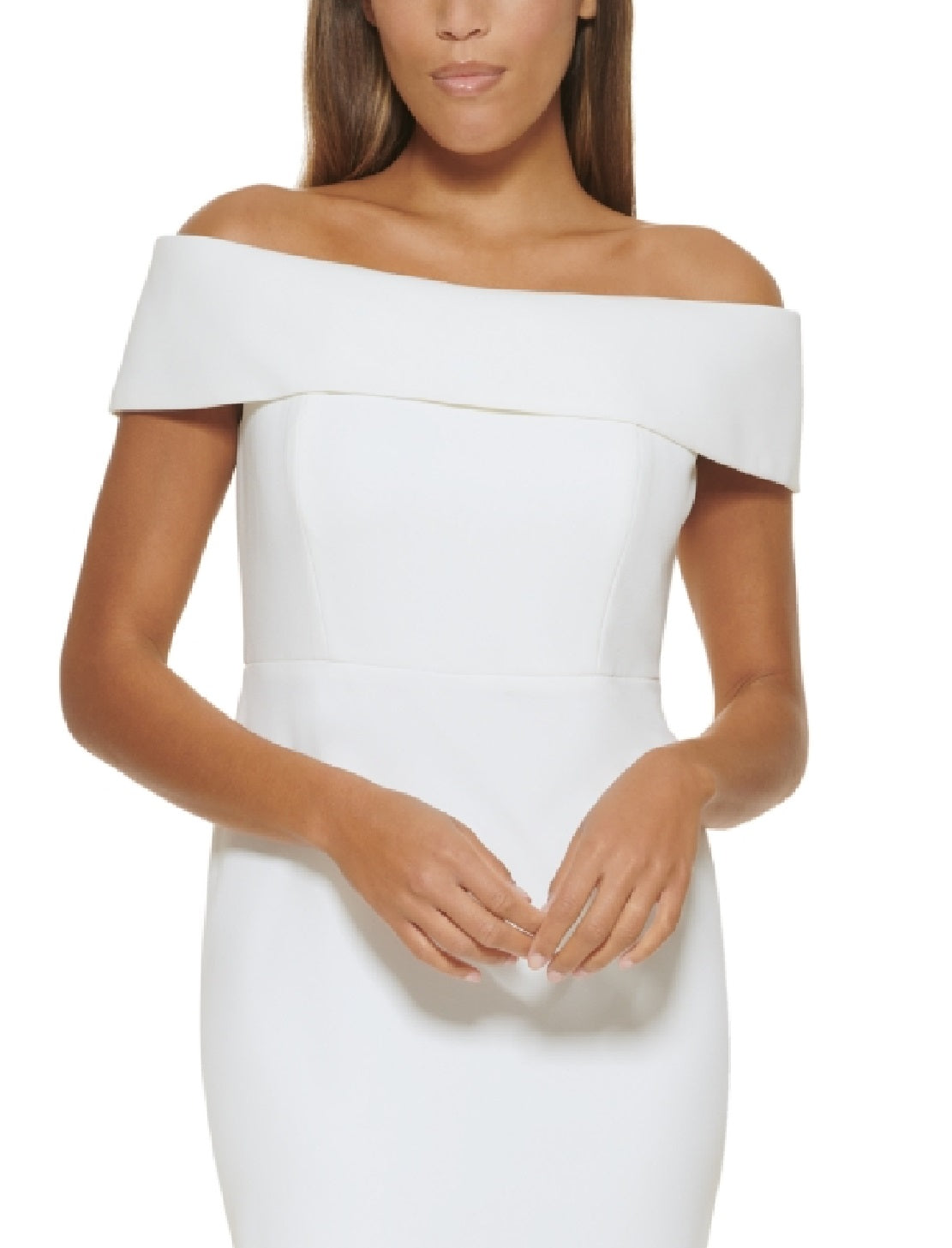 Calvin Klein Women's Off The Shoulder Sheath Dress White Size 6