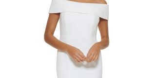 Calvin Klein Women's Off The Shoulder Sheath Dress White Size 4
