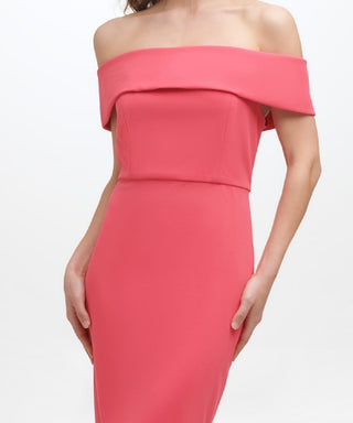 Calvin Klein Women's Off The Shoulder Sheath Dress Pink Size 10