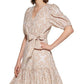 Calvin Klein Women's Puff Sleeve Belted Dress Brown Size 12
