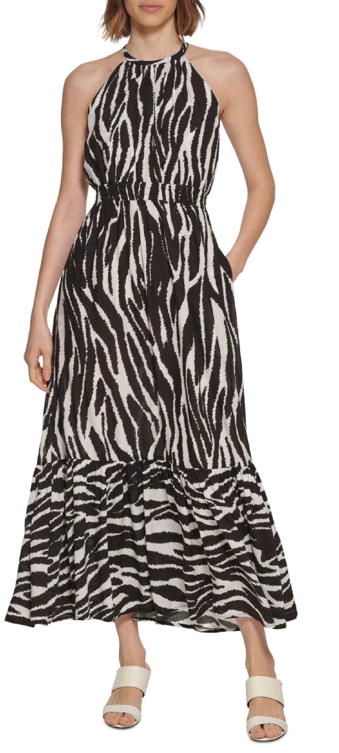 Calvin Klein Women's Ruffled Smocked Waist Dress Black Size 4