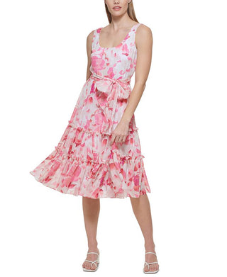 Calvin Klein Women's Floral A Line Dress Pink Size 14