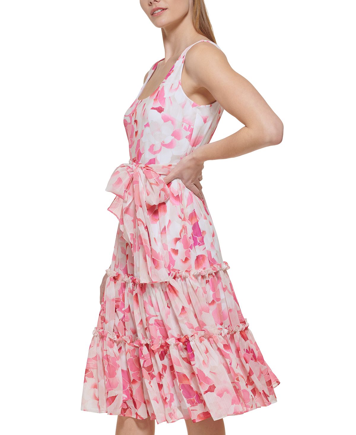 Calvin Klein Women's Floral A Line Dress Pink Size 14