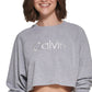 Calvin Klein Women's Embroidered Logo Cropped Sweatshirt Gray Size Small