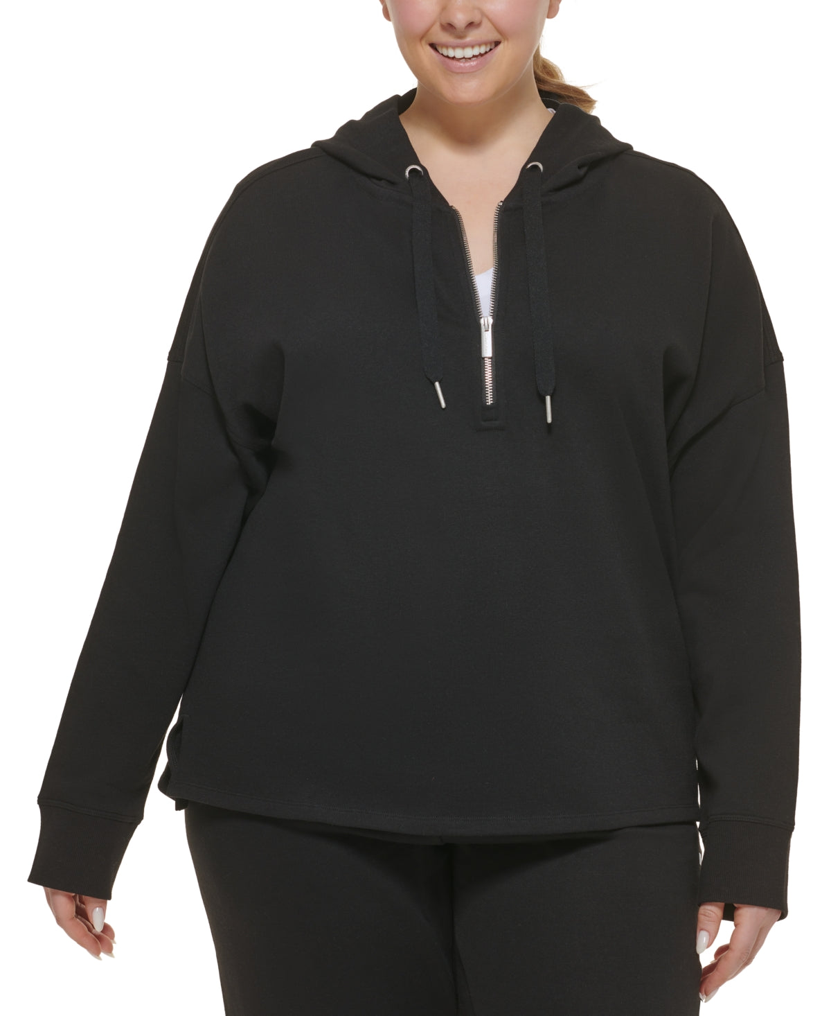 Calvin Klein Women's Half Zip Pullover Hoodie Black Size 1X