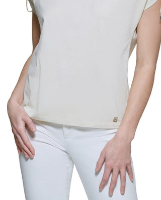 Calvin Klein Women's Cinch Sleeve Top Brown Size Medium