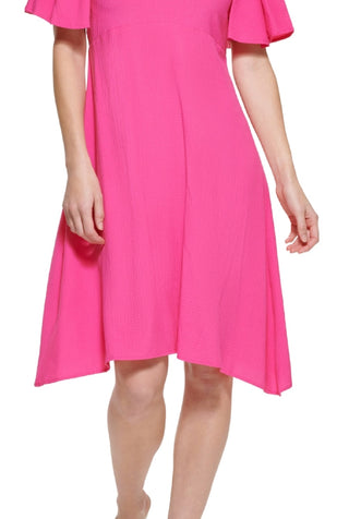 Calvin Klein Women's Flutter Sleeve A Line Dress Pink Size 6