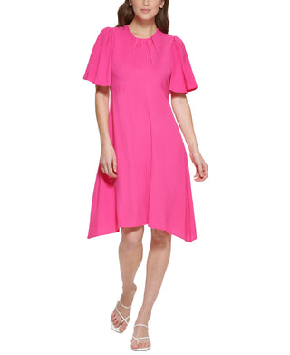 Calvin Klein Women's Flutter Sleeve A Line Dress Pink Size 6