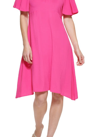 Calvin Klein Women's Flutter Sleeve A Line Dress Pink Size 4