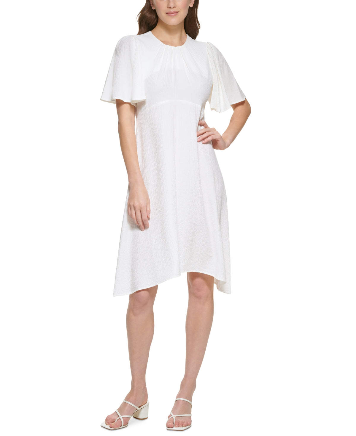 Calvin Klein Women's Mid Sleeve Dress White Size 10