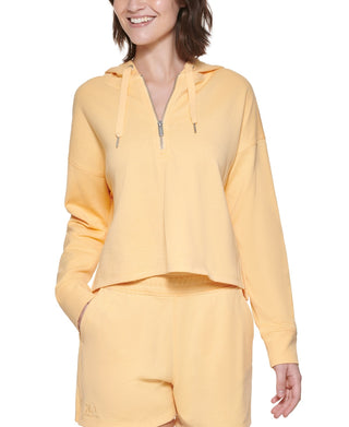 Calvin Klein Women's Half Zip Hoodie Yellow Size XX-Large