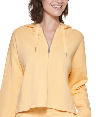 Calvin Klein Women's Half Zip Hoodie Yellow Size XX-Large