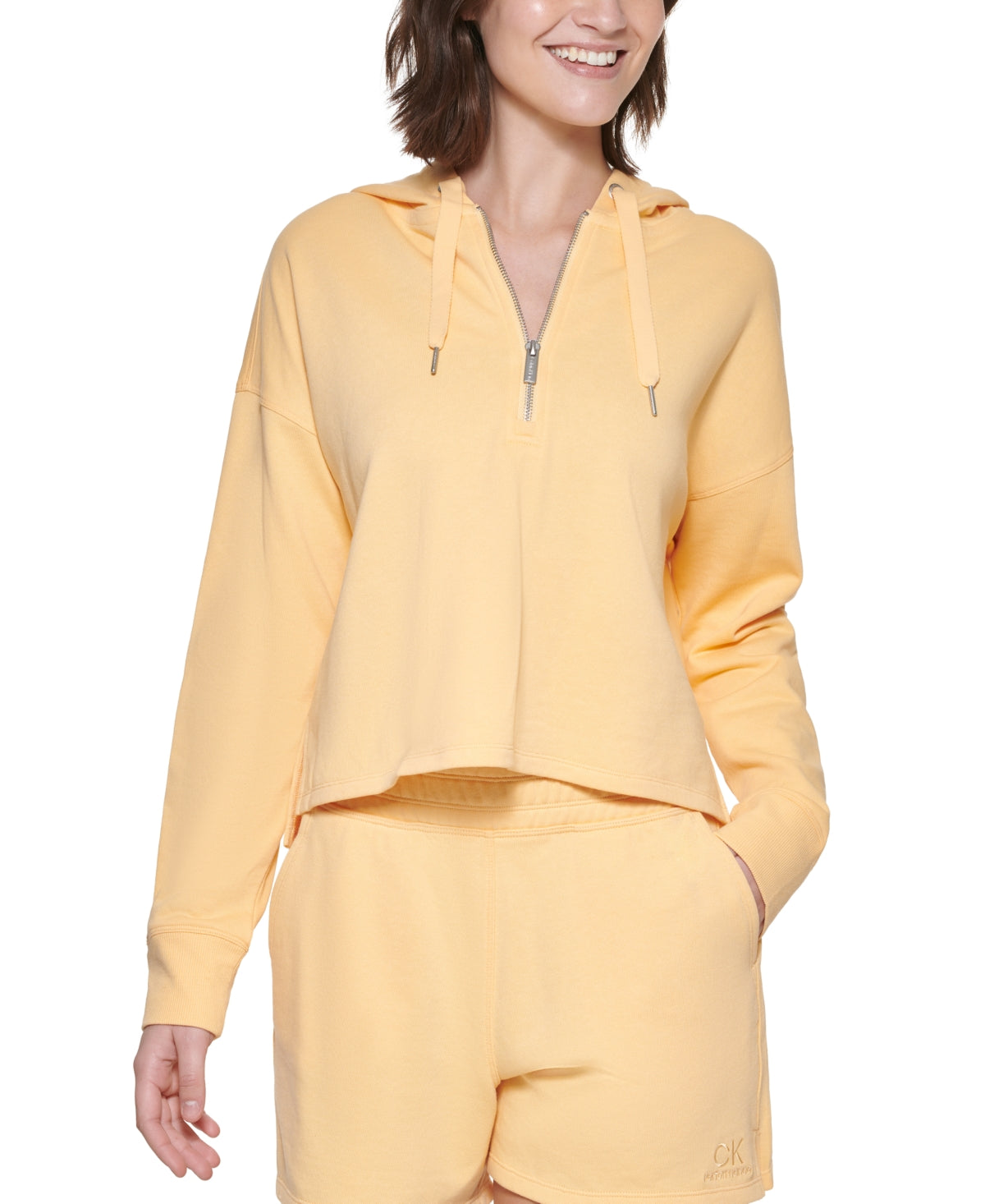 Calvin Klein Women's Half Zip Hoodie Yellow Size XX-Large