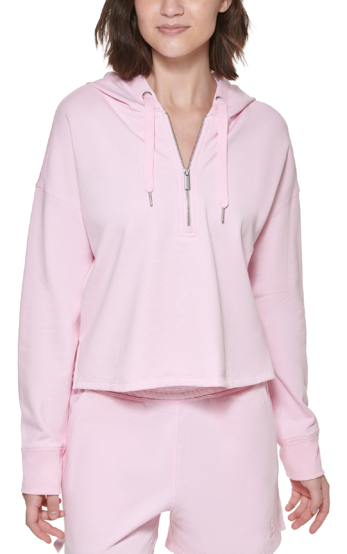 Calvin Klein Women's Half Zip Hoodie Pink Size Large
