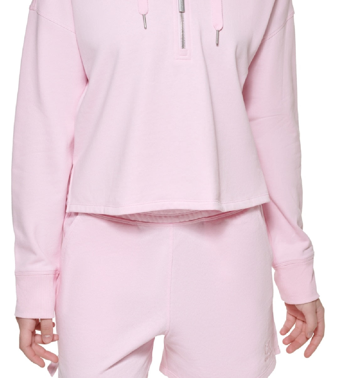 Calvin Klein Women's Half Zip Hoodie Pink Size Large