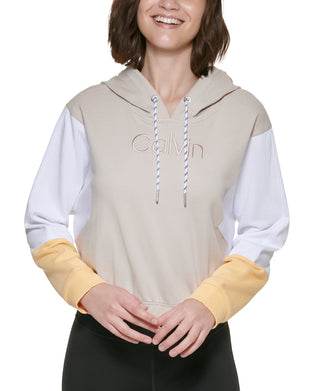 Calvin Klein Women's Colorblocked Hoodie Brown Size X-Small