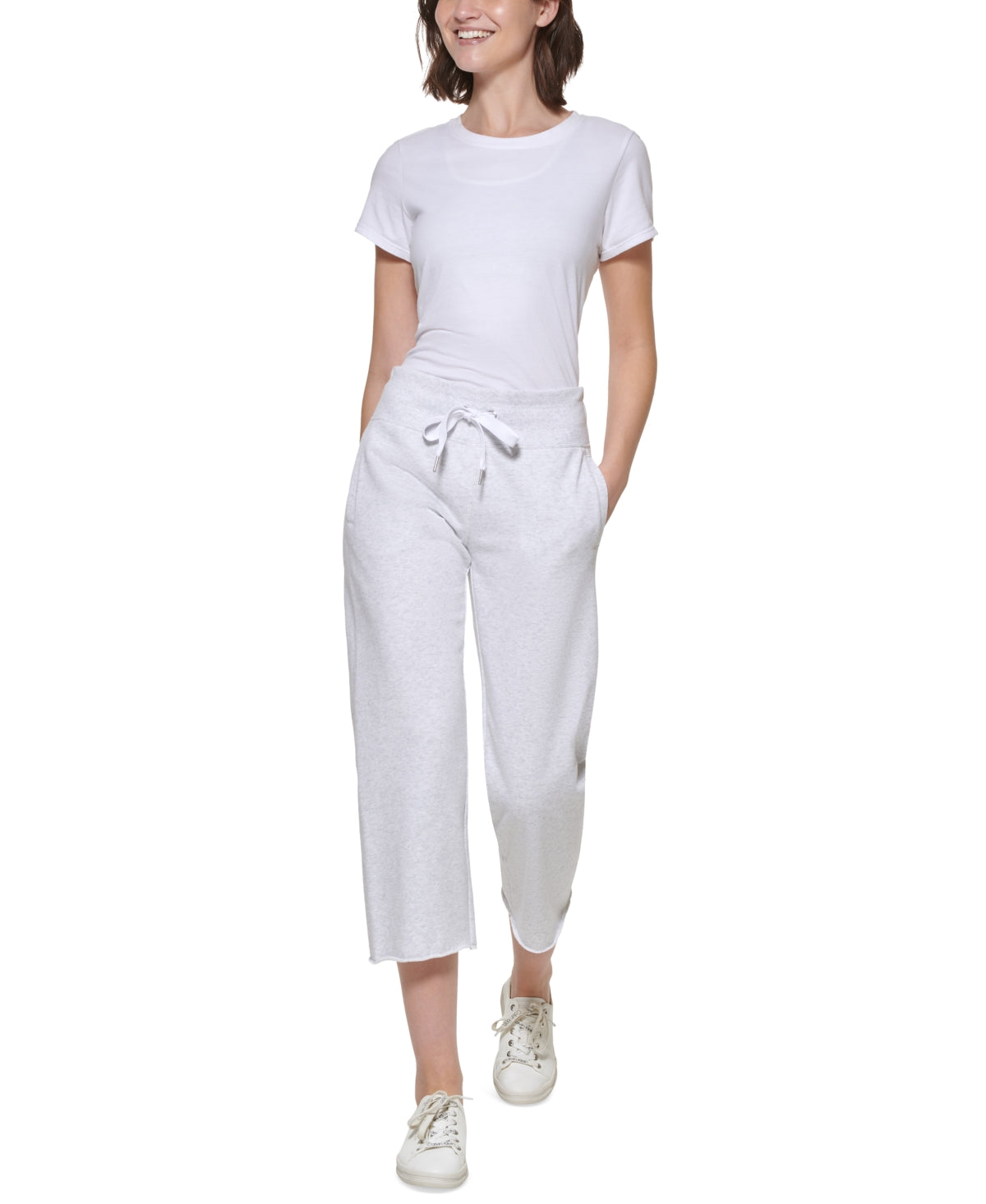 Calvin Klein Women's Cropped Sweatpants White Size X-Large