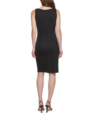 Calvin Klein Women's Ruched Rhinestone Embellished Dress Black Size 4