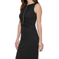 Calvin Klein Women's Ruched Rhinestone Embellished Dress Black Size 4