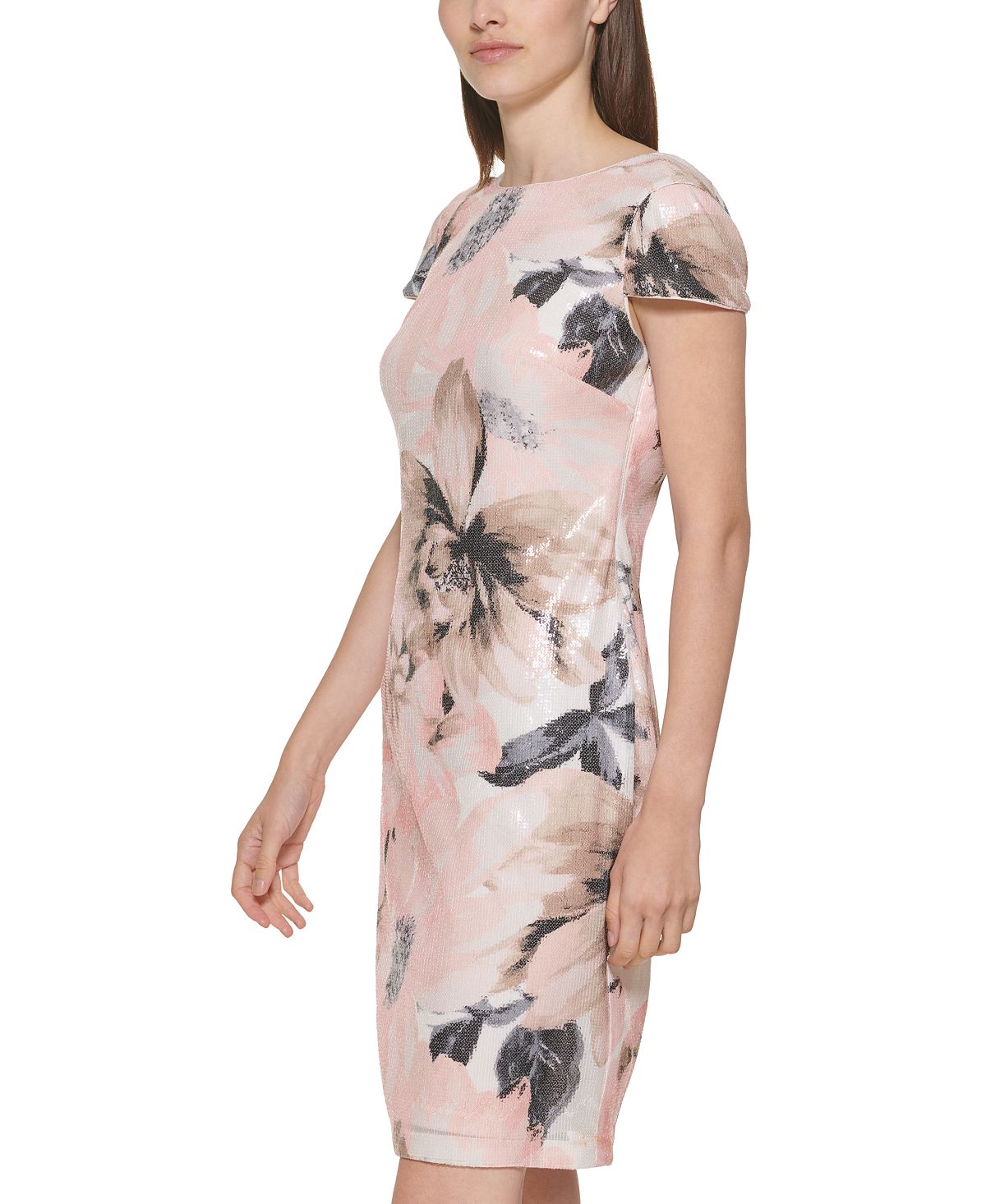 Calvin Klein Women's Sequined Low Back Dress Pink Size 10