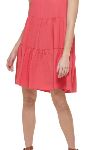 Calvin Klein Women's Sleeveless Tiered Dress Pink Size 14