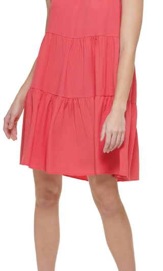 Calvin Klein Women's Sleeveless Tiered Dress Pink Size 12