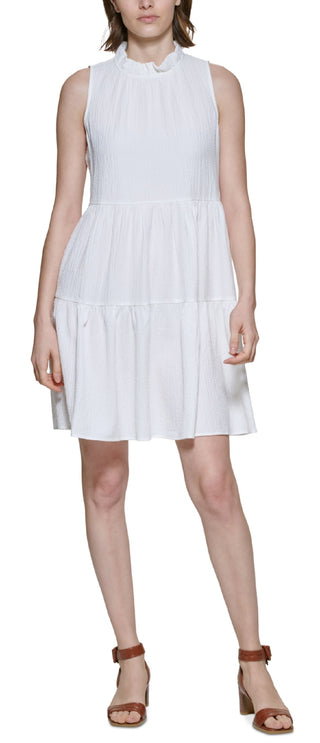 Calvin Klein Women's Sleeveless Tiered Dress White Size 12
