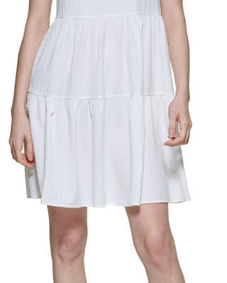 Calvin Klein Women's Sleeveless Tiered Dress White Size 12