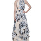 Calvin Klein Women's Metallic Embroidered Floral Print Maxi Dress Brown Size 8