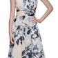 Calvin Klein Women's Metallic Embroidered Floral Print Maxi Dress Brown Size 8
