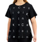 Calvin Klein Women's Logo T Shirt Black Size 3X