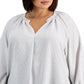 Calvin Klein Women's Striped Textured V Neck Top White Size 2X