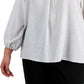Calvin Klein Women's Striped Textured V Neck Top White Size 2X