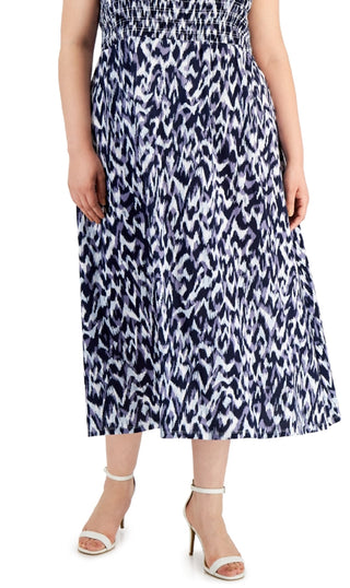 Calvin Klein Women's Smocked Maxi Dress Blue Size 1X