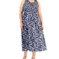 Calvin Klein Women's Smocked Maxi Dress Blue Size 1X