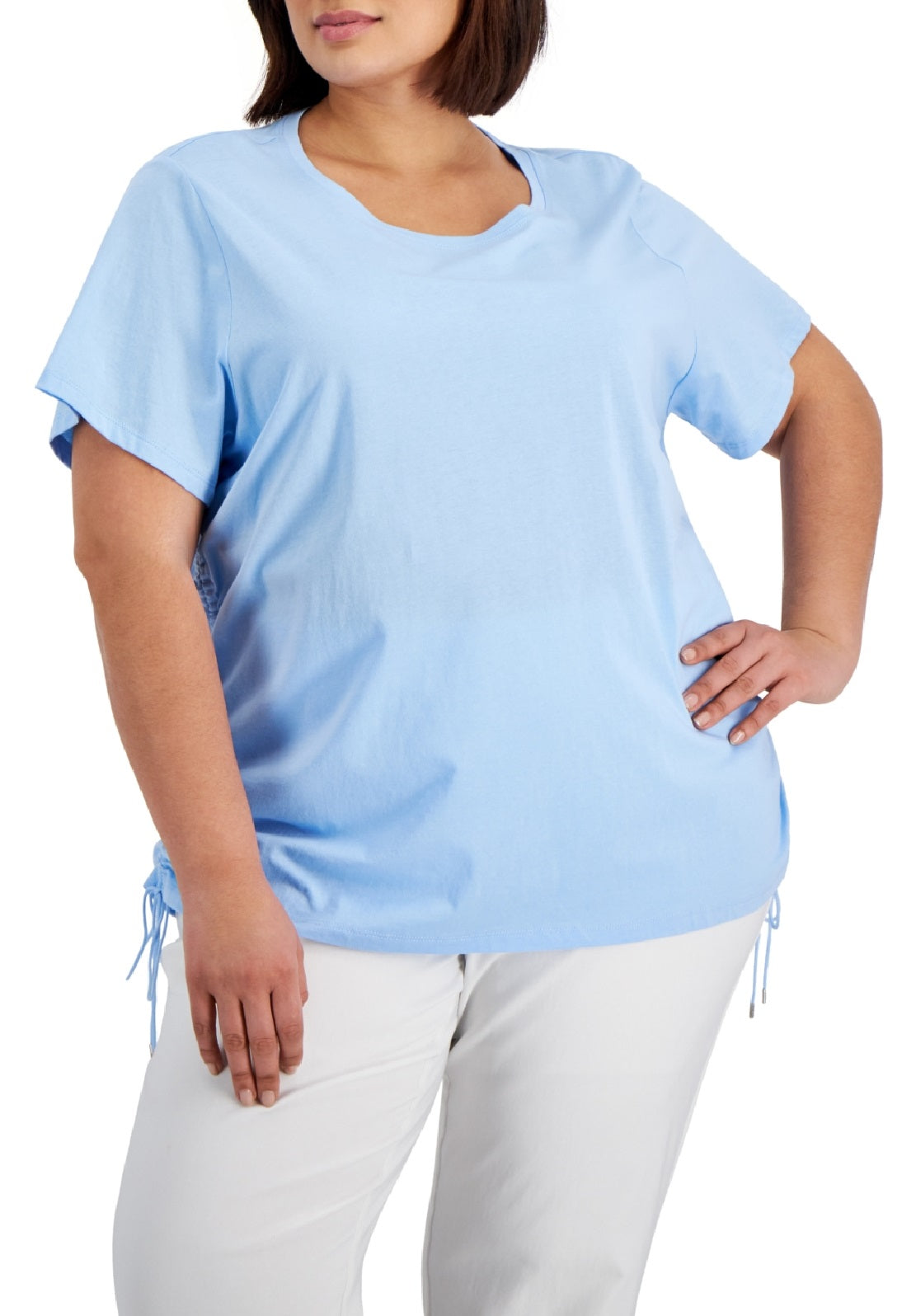 Calvin Klein Women's Cinched Side Seam Top Blue Size 0X