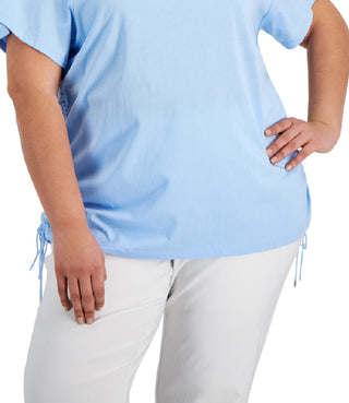 Calvin Klein Women's Cinched Side Seam Top Blue Size 0X