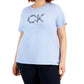 Calvin Klein Women's Printed Logo Tee Blue Size 1X