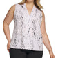 Calvin Klein Women's Plus Printed V Neck Top Gray Size 2X