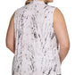 Calvin Klein Women's Plus Printed V Neck Top Gray Size 2X