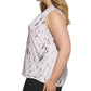 Calvin Klein Women's Plus Printed V Neck Top Gray Size 2X