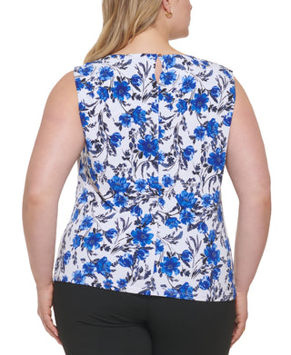 Calvin Klein Women's Pleated Neck Top Blue Size 2X