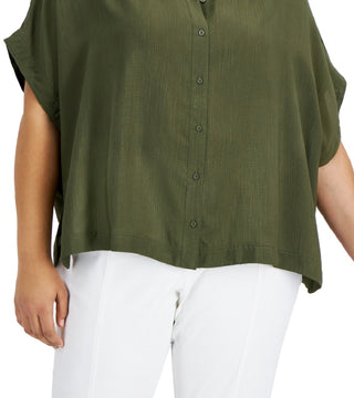Calvin Klein Women's Button Down Top Green