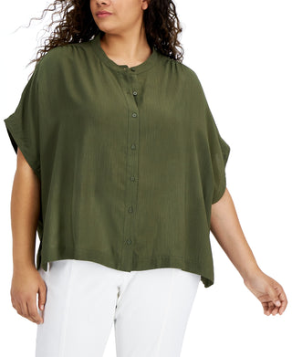 Calvin Klein Women's Button Down Top Green
