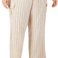 Calvin Klein Women's Striped Rumpled Wide Leg Cargo Pants Brown Size 3X
