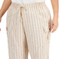 Calvin Klein Women's Striped Rumpled Wide Leg Cargo Pants Brown Size 3X