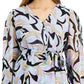 Calvin Klein Women's Printed Tie Waist Top Black Size 1X