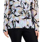 Calvin Klein Women's Printed Tie Waist Top Black Size 1X