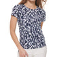 Calvin Klein Women's Printed Side Ruched Top Blue Size Medium