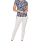 Calvin Klein Women's Printed Side Ruched Top Blue Size Medium